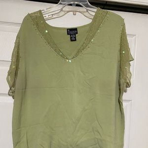 Knit sequins sleeve blouse